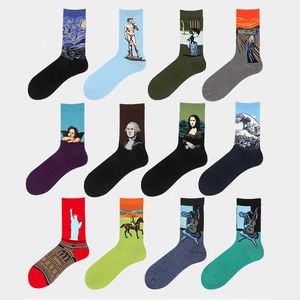 Yenilik Komik Erkek Çorap Sonbahar Kış Pamuk Spandex Tasarımcılar Çorap Noel Hediyesi Erkek Çorap Avrupa Yağlı Boya