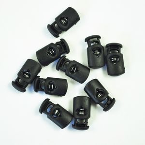100pcs Plastic Black Cord Lock Spring Clasp Stop Single Hole Drawstring Stopper Toggles For Paracord Garment Shoelace Rope Parts