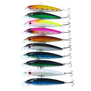 50 pçs / lote laser minnow iscas de pesca dura isca de isca de isca 11cm 13.4g 4 # ganchos populares iscas de pesca 8 cores (mi027)