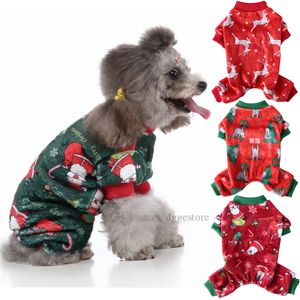 Köpek Noel Pijama Kostümleri Sevimli PJS Köpek Giyim Süblimasyon Baskı Flanel Pet Giysileri Kış Tatil Kıyafet Gömlek Köpekler Için Onesies Pomeranian Toptan L A250