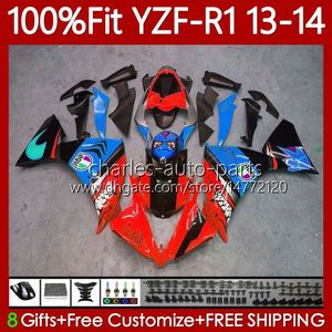 Yamaha YZF-R1 YZF R 1 1000CC YZF1000 13-14 Bodys için Enjeksiyon Kalıbı Üstü YZF1000 13-14 Bodys 97no.132 YZF R1 1000 CC 2013-2014 YZFR1 13 14 YZF-1000 2013 2014 OEM Köpekbalığı Kırmızı Fairing Kiti