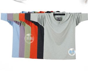 Erkek T-Shirt Erkek T Shirt Sonbahar Bahar Rahat Yaka Katı Renk Slim Fit Uzun Kollu Pamuk Artı Boyutu