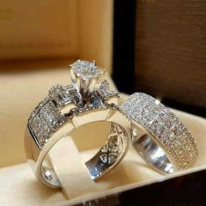 Anel de combinação de diamante anel de casamento conjuntos de jóias anel de noivado para mulheres anéis de diamante de jóias moda presente de jóias Will e Sandy