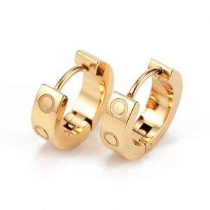 Brincos de amor de ouro rosa 18K de aço titânio para mulheres requintadas, moda simples, brincos femininos, joias, presentes