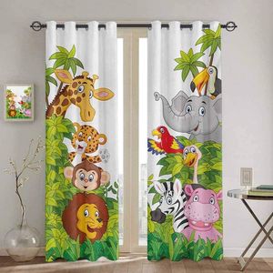 Спальня кухонная занавес мультфильм зоопарк животных коллекции джунглей детские окна шторы шторы для гостиной декоративные предметы lj201224