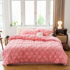 3D coelho lã espessada folha de cama de camas de edredão quente Quente quatro peças de alta qualidade material de cama 9 cores à venda