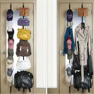 Hakenschienen über Türgurten, Kleiderbügel, verstellbarer Huttaschen-Organizer, Handtaschen/Geldbörsen/Schals/Hüte im Hängepaket mit 8 Haken1