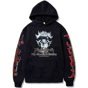 HARAJUKU Siyah Karanfil Unisex Hoodies Japon Anime Serin Asta Baskılı erkek Hoodie Streetwear Casual Tişörtü Sokak Stili Üst H1227