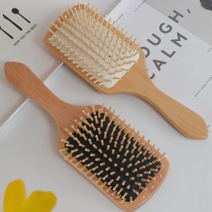Wood Comb Professional Healthy Paddle Cushion Hair Loss Massage Brush Hairbrush Comb Scalp Hair Care Healthy Wooden Comb WLY BH4403