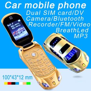Orijinal NewMind F15 Unlocked Flip Telefonlar LED Işık Karikatür Mini Spor Araba Modeli Fener Bluetooth Cep Cep Telefonu Çift SIM Kart Celular