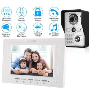 7 inch Wired Video Doorbell Indoor Monitor IR-CUT Rainproof Outdoor Camera Visual Intercom Two-way Audio Remote Unlock1
