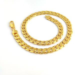 Тяжелые 12 мм сплошные золотые наполненные мужские ожерелье квадрат Curr Link 600 мм цепь Xmas подарок сын папа логотип могила 24CARAT SUR LE BIJOUX