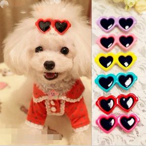 Pet Lovely Heart Sunglasses Hairpins Pet Dog Bows Hair Clips for Puppy Dogs Cat Yorkie Teddy Decor Pet Supplies