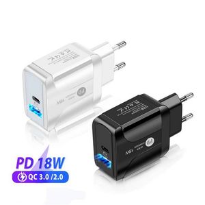 Tip-C 18 W PD ve QC 3.0 Hızlı Duvar Şarj Ile ABD AB İNGILTERE Fiş Samsung iPhone iPad Xiaomi Huawei Mobil Cep Telefonu