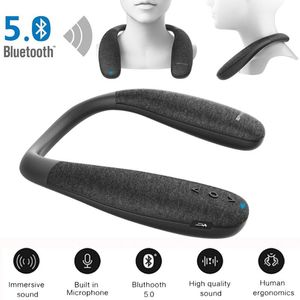 Boyunband Bluetooth 5.0 Hoparlörler Kablosuz Giyilebilir Boyun Hoparlör Gerçek 3D Stereo Ses Taşınabilir Bas Dahili Mikrofon Ile Mikrofon