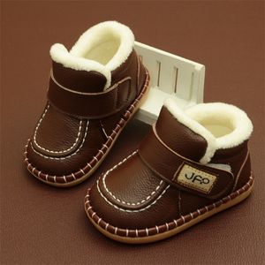 Новые мальчики Baby Snow Boots Теплые зимние сапоги натуральные кожаные плюшевые сапоги для детей продажа LJ201104