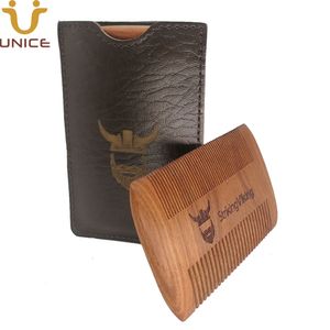 Custom Logo Premium Rosewood Comb for Hair & Beard - Wide & Fine Dual Sided Tooth Combs with Leather Case