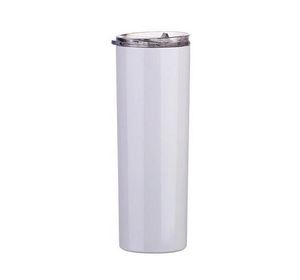 Sublimação Tumblers retos copo branco em branco com tampa Penhora de palha inoxidável copo de aço inoxidável vácuo isolado caneca LSK1621