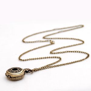 50 шт. 27 мм Ретро ожерелье Корейский верситель Свитер цепь синий бронзовый маленькие листья вокруг ротанга карманные часы ожерелье висячие часы