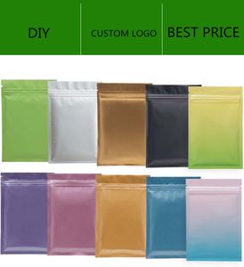 Mat renk Açılıp Kapanabilir Zip Mylar Çanta Gıda Saklama Alüminyum Folyo Çantalar plastik Koku Geçirmez kese stokta