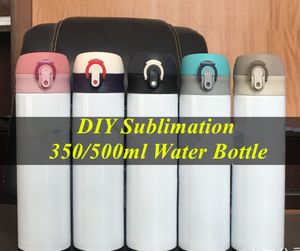 DIY Süblimasyon Kahve Seyahat Kupa Düz Su Şişesi 350 ML 500 ml Paslanmaz Çelik İçecek Şişesi Vakum Yalıtımlı Su Şişesi BPA-Ücretsiz Soğuk Tutar