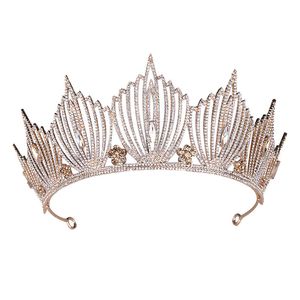 Prenses Taç Düğün Gelin Mermaid Kral Kraliçe Barok Altın Kristal Taç Bandı Doğum Günü Kadınlar için Saç Takı Tiara Kızlar W0104