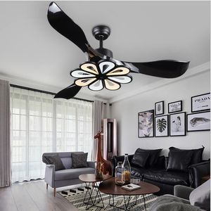 LED Modern Ceiling Light Fan Black Ceiling Fans With Lights Home Decorative Room Fan Lamp Dc Ceiling Fan Remote Control