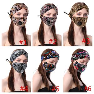 Vintage Cross Printed Mask Women Fashion Hair Band Magic Scarves Stretch Sports Fitness Headband Button Hair Headwears2020 2pcs