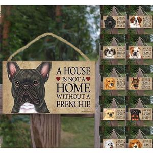 Etiquetas de cachorro retangulares de madeira Acessórios para cães de estimação Placas de sinal de animal de amizade adorável Decoração de parede rústica Decoração de casa Hhc2145 Afqf4