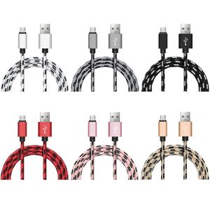 Ткань USB -кабель 1M 2M 3M Micro USB -зарядные шнуры для Samsung All Android Mobile Phone
