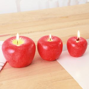 S / M / L Kırmızı Elma Mumba ile Meyve Şekli Kokulu Mumlar Lamba Doğum Günü Düğün Hediyesi Noel Partisi Ev Dekorasyon Toptan