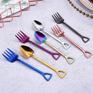 New Spade Spoon Fork Grade Food Stainless A￧o Cafetador de caf￩ Coloque as colheres de cozinha em casa cozinha fla talheres grow ship