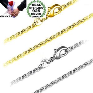 Zincirler Omhxzj Toptan Kişilik Moda Kadın Kız Parti Düğün Hediyesi 1mm Çapraz Zincir 925 STERLING Gümüş Kolye NC1921