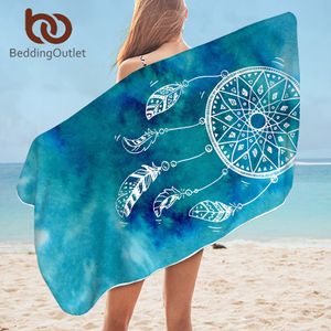 Beddingoutlet dreamcatcher Ванна полотенце из микрофибры акварель пляжное полотенце синий розовый фиолетовый прямоугольник бикини с покрытием бикини 75x150см 201217