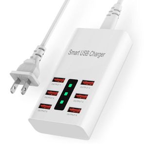 6A 30W 6 портов USB зарядное устройство Hub Splitter многофункциональный адаптер Smart Universal мобильный телефон настольная настенная настенная зарядка EU / US / USE