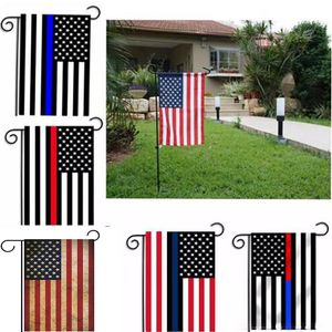 ABD bayrakları parti dekorasyonu ince mavi çizgi ABD bayrak siyah beyaz ve mavi Amerikan bayrak bahçe bayrağı 30*45cm