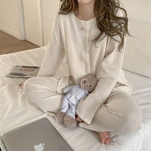 100% pamuk ince annelik hemşirelik pijama takım elbise artı boyutu gevşek uyku salonu hamile kadınlar için giyim giyim gebelik pijama lj201125