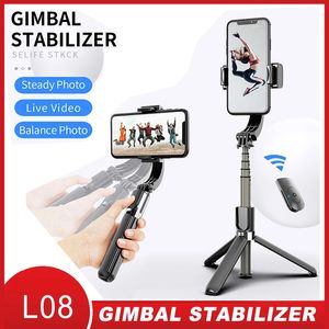 L08 Handheld Grip Gimbal Stabilizatör Tripod Anti-Shake Selfie Stick Tutucu Ayarlanabilir Stand Kablosuz Bluetooth Uzaktan Kumanda Canlı Gösteri İçin