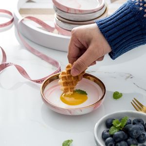 Armazenamento de cozinha organização marmoreado molho de cerâmica prato pequeno bandejas de jóias para brincos colar anel jantar mesa tempero dessert plat