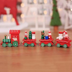 Noel Süslemeleri Tren Boyalı Ahşap Santa Bear Snowman Toys Hediye Süs Navidad Yıl Dekorasyonu Home1