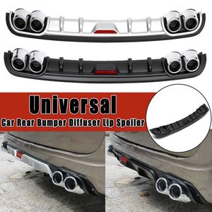 1 peça carro universal pára-choque traseiro difusor labial kits de carroceria plástico abs preto prata peças de automóvel