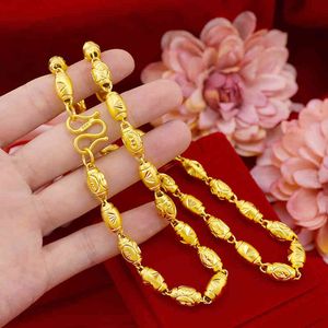 Gerçek 18 K altın büyük kolye erkekler için güzel takı saf 999 zincir katı altın kadınlar için düğün takı