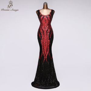 Gerçek Fotoğraflar Zarif Sequins Mermaid Abiye Kolsuz Vestidos Güzel Parti Elbiseler Kadın Elbiseler Robe de Soiree LJ201123