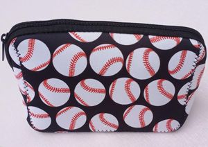 Neoprene Cosmetic Bag Waterproof Makeup Bags Floral Baseball Plaid Print Handbag Totes Travel Toiletry Portable Storage Bag Coin Purse