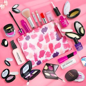 Girls Pink Pretend Play Makeup Kit - Safe Non-Toxic Plastic Simulation Cosmetic Set for Kids, Educational Make Up Toys