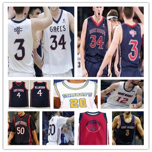 Özel Kolej St.Mary's Gaels Jersey Basketbol Matthew Dellavedova Matthias Tass Tommy Kuhse Logan Johnson Alex Ducas Dan Fotu Kyle Bowen Saxen Marciulionis