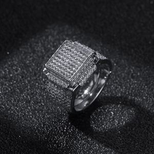 Mens Diamante Pedras Gelado Anéis Alta Qualidade Moda Ouro Anel de Prata Anel Hip Hop Jóias