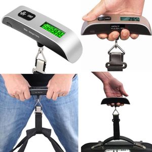 50kg 110lb Digital Electronic Luggage Scale Portable Suitcase Scale Handled Travel Bag Weighting Fish Hook Hanging Scale