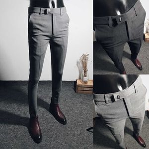 Moda Erkekler Takım Elbise Pantolon Ayak Bileği Uzunluğu Iş Elbise Pantolon Erkek Ofis Sosyal Rahat Slim Fit Pantolon Streetwear Düğün Pantolon 210527
