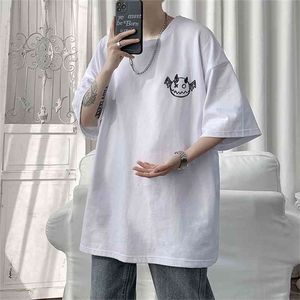 Hybskr İlkbahar Yaz erkek T-Shirt Kore Tarzı Gevşek T-shirt Baskılı Rahat T-Shirt Çift Moda 210716